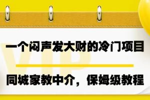 (6710期)一个闷声发大财的冷门项目,同城家教中介,操作简单,一个月变现7000+