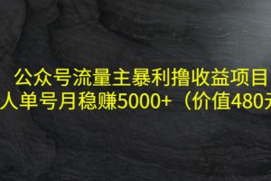 (4011期)公众号流量主暴利撸收益项目,单人单号月稳赚5000+(价值480元)