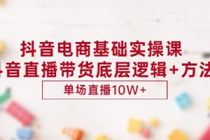 (2906期)抖音电商基础实操课,抖音直播带货底层逻辑+方法 单场直播10W+(价值980)