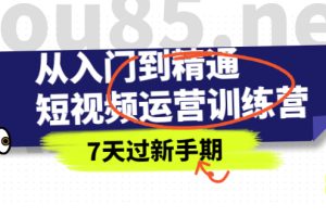 (2360期)从入门到精通短视频运营训练营,理论、实战、创新,7天过新手期