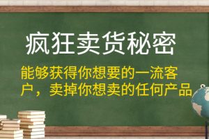 (1313期)疯狂卖货秘密(能够获得你想要的一流客户,卖掉你想卖的任何产品)无水印