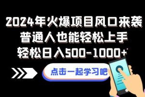 (8421期)2024年火爆项目风口来袭普通人也能轻松上手轻松日入500-1000+