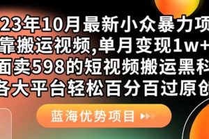 (7399期)外面卖598的10月最新短视频搬运黑科技,各大平台百分百过原创 靠搬运月入1w
