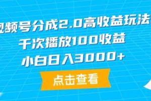 （9716期）视频号分成2.0高收益玩法，千次播放100收益，小白日入3000+