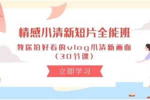 (10567期)情感 小清新短片-全能班,教你拍好看的vlog小清新画面 (30节课)