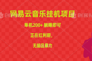 (10577期)网易云音乐挂机项目,单机200+,躺赚即可,正在红利期,无脑且暴力
