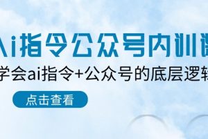 (10640期)Ai指令-公众号内训课:学会ai指令+公众号的底层逻辑(7节课)