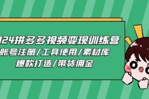 (11137期)2024拼多多视频变现训练营,账号注册/工具使用/素材库/爆款打造/带货佣金