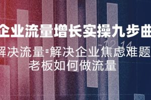 (11822期)企业流量增长实战九步曲,解决流量=解决企业焦虑难题,老板如何做流量