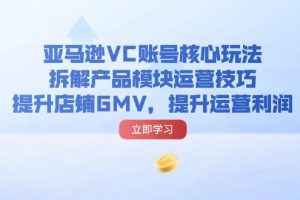 (11848期)亚马逊VC账号核心玩法,拆解产品模块运营技巧,提升店铺GMV,提升运营利润