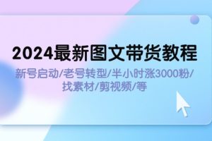 (11940期)2024最新图文带货教程:新号启动/老号转型/半小时涨3000粉/找素材/剪辑