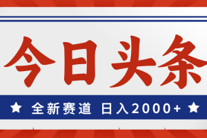 (12001期)今日头条,全新赛道,小白易上手,日入2000+