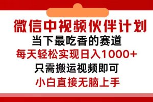 (12017期)微信中视频伙伴计划,仅靠搬运就能轻松实现日入500+,关键操作还简单,…