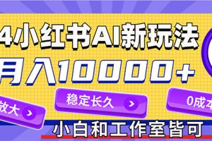 (12083期)2024最新小红薯AI赛道,蓝海项目,月入10000+,0成本,当事业来做,可矩阵