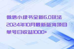 (13052期)微信小绿书全新6.0玩法,2024年10月最新蓝海项目,单号日收益1000+