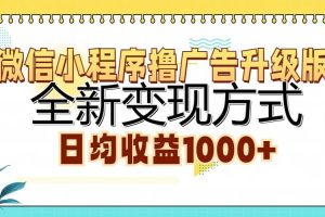 (13138期)微信小程序撸广告升级版,全新变现方式,日均收益1000+