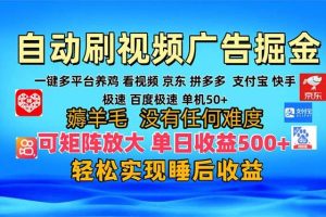 (13223期)多平台 自动看视频 广告掘金,当天变现,收益300+,可矩阵放大操作