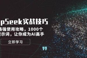 (14147期)DeepSeek实战技巧:集合最强使用攻略,1000个神级提示词,让你成为AI高手