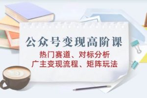 （14177期）公众号变现高阶课：热门赛道、对标分析、广告主变现流程、矩阵玩法
