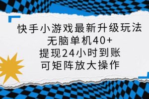 (14166期)快手小游戏最新版升级玩法,新风口,无脑单机日入40+,可批量放大,小…