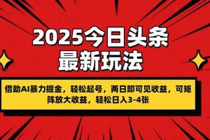 (14306期)2025今日头条最新玩法,借助AI暴力掘金,轻松起号,两日即可见收益,可…