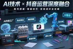 (15630期)AI技术与抖音运营的深度融合应用:涵盖账号搭建、内容创作、收益变现等