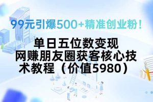 (15642期)99元引爆500+精准创业粉!单日五位数变现,网赚朋友圈获客核心技术教程…