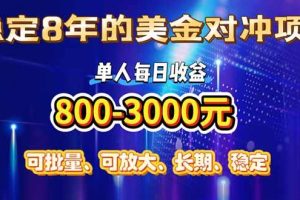 (15782期)稳定8年的美金对冲创业项目,单人每日收益800-3000,小众暴力项目